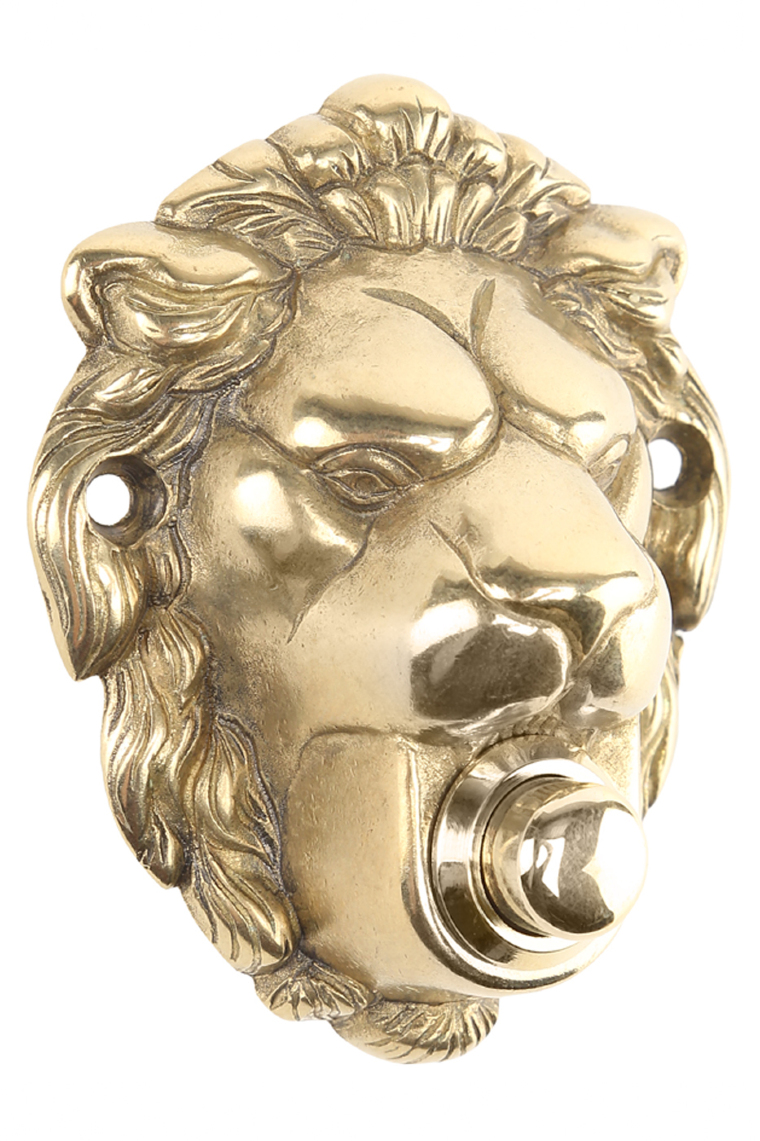 Piccola Pulsantiera in ottone a forma di testa di leone lucido