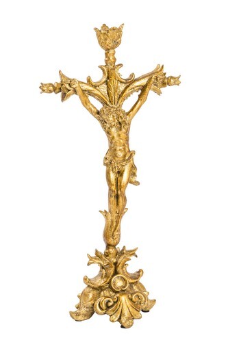 Crocifisso per altare in resina dorata