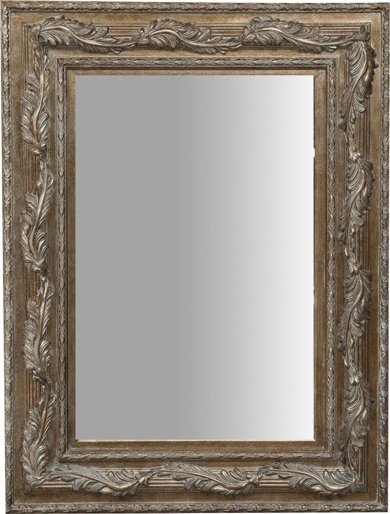 Specchio rettangolare in legno foglia argento da parete