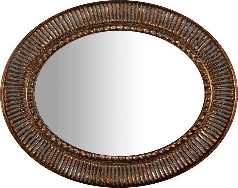 Specchio Ovale in legno stile Impero Rifinito Foglia oro 67 cm x 82 cm
