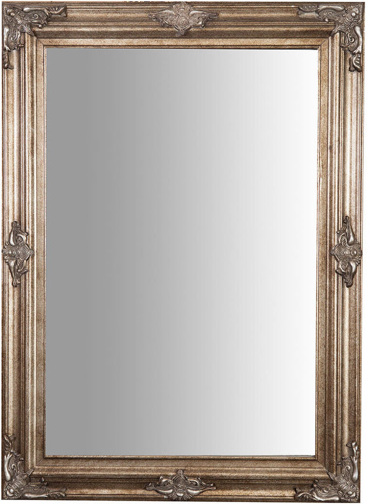 Specchio da parete in legno foglia argento 110 cm x 80 cm x 3 cm