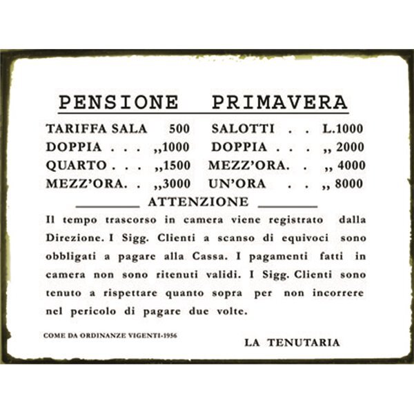Targa Tabella in metallo riproduzione BORDELLO CASINO Anni '30