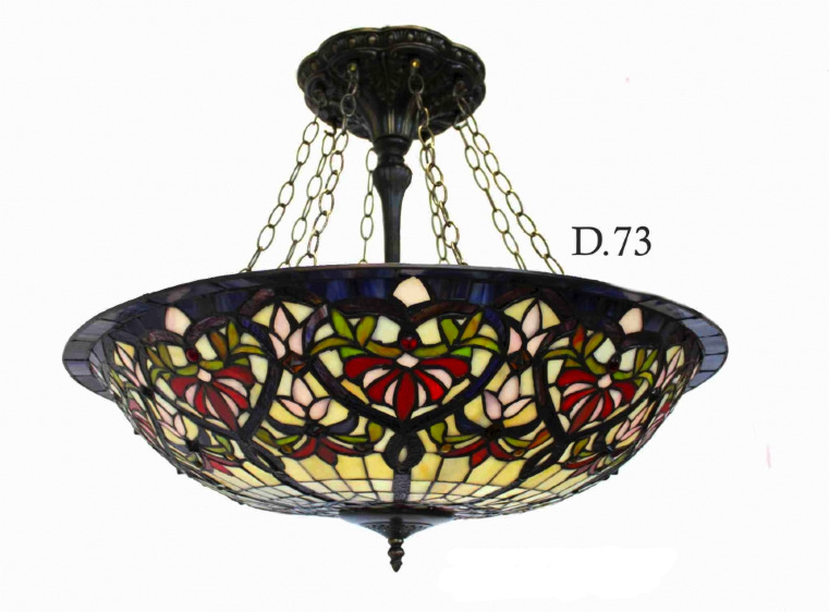 GRANDE Plafoniera lampadario in vetro tiffany diametro 52 cm da soffitto
