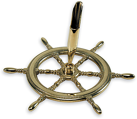 Timone portapenna in ottone lucido da scrivania Linea Nautica
